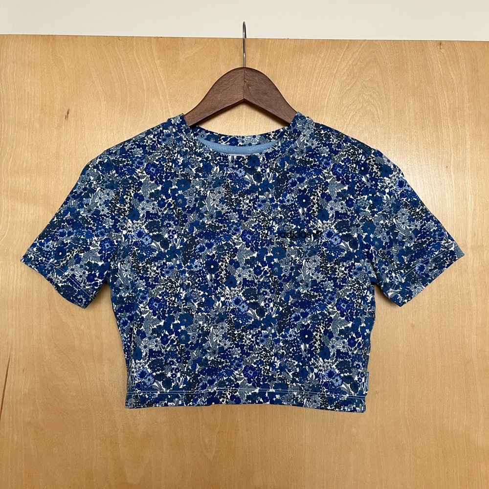 Adidas Liberty blue and white floral baby tee